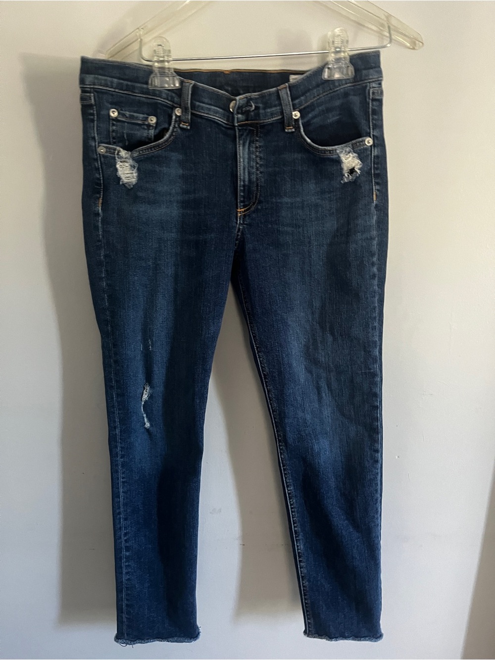 Rag & Bone Blue Women’s Skinny Jeans - Distressed Detail